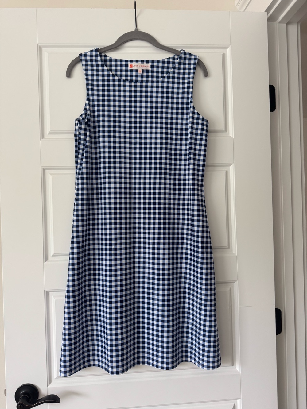 Jude Connally Navy and White Gingham Sleeveless A-Line Dress
